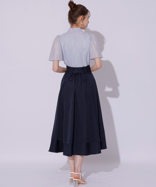 SWINGLE（スウィングル）の「ビットベルトヘム切替フレアスカート（スカート・レディース・ブラック系その他5/ネイビー/クリーム・FREE）」の13枚目の写真