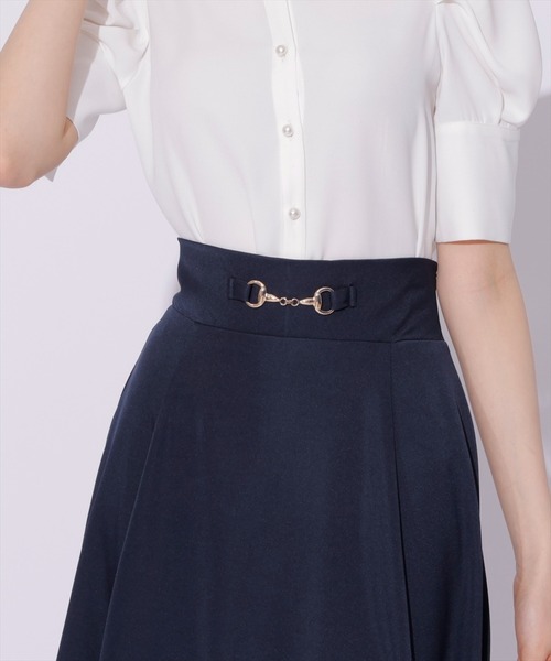 SWINGLE（スウィングル）の「ビットベルトヘム切替フレアスカート（スカート・レディース・ブラック系その他5/ネイビー/クリーム・FREE）」の15枚目の写真