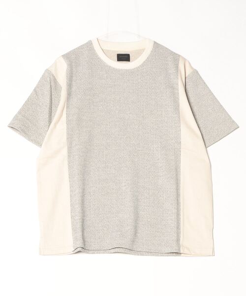MMMM（エムエムエムエム）の「MMMM/イレギュラーテレコ　サイドパネルドTEE（Tシャツ/カットソー・メンズ・ブラック/ホワイト/ベージュ・LARGE/MEDIUM）」の3枚目の写真