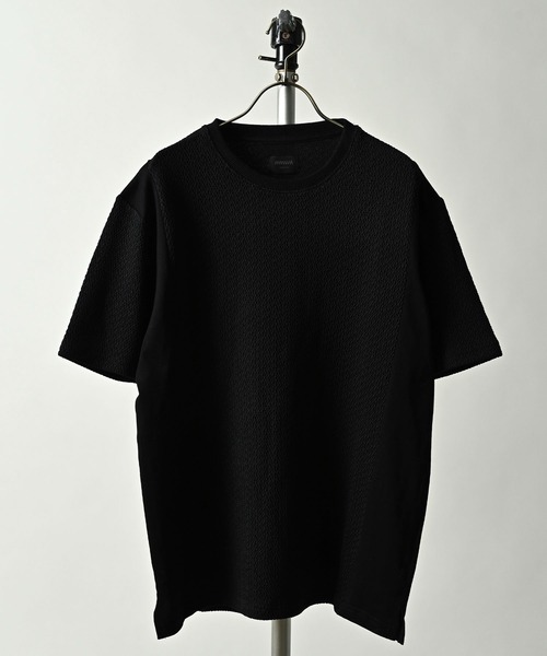 MMMM（エムエムエムエム）の「MMMM/イレギュラーテレコ　サイドパネルドTEE（Tシャツ/カットソー・メンズ・ブラック/ホワイト/ベージュ・LARGE/MEDIUM）」の2枚目の写真