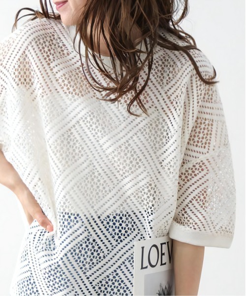 La-gemme(ラジェム)の「透かし編みサマートップス(Tシャツ/カットソー・レディース・ブラック/ホワイト・フリー)」の4枚目の写真
