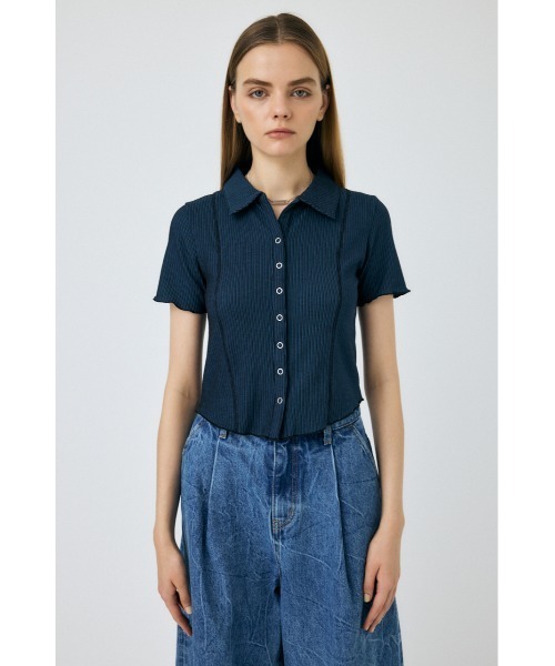 MOUSSY（マウジー）の「MELLOW POLO トップス（Tシャツ/カットソー・レディース・ブラック/ターコイズブルー/オフホワイト/オレンジ・FREE）」の10枚目の写真