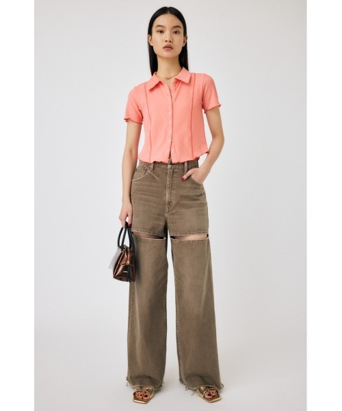 MOUSSY（マウジー）の「MELLOW POLO トップス（Tシャツ/カットソー・レディース・ブラック/ターコイズブルー/オフホワイト/オレンジ・FREE）」の13枚目の写真