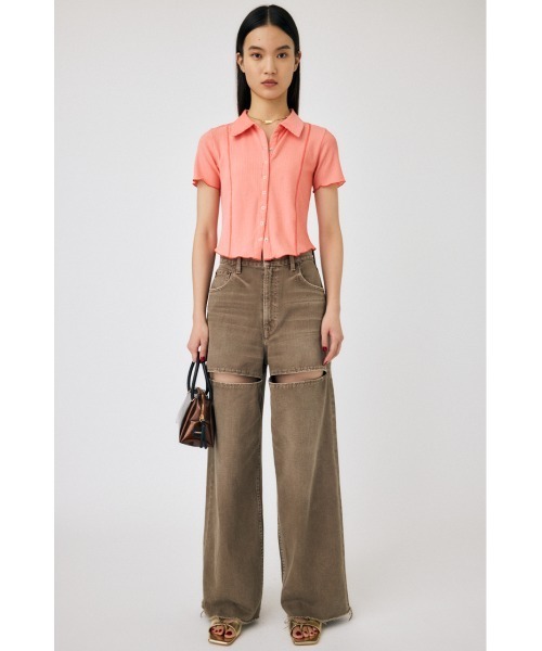 MOUSSY（マウジー）の「MELLOW POLO トップス（Tシャツ/カットソー・レディース・ブラック/ターコイズブルー/オフホワイト/オレンジ・FREE）」の15枚目の写真