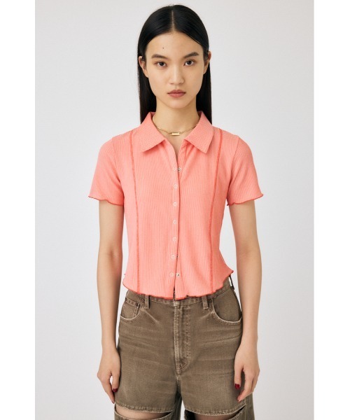 MOUSSY（マウジー）の「MELLOW POLO トップス（Tシャツ/カットソー・レディース・ブラック/ターコイズブルー/オフホワイト/オレンジ・FREE）」の17枚目の写真