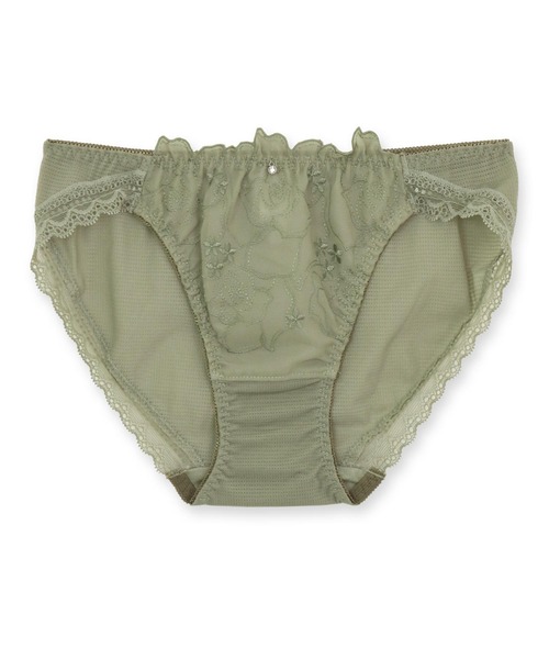 fran de lingerie（フランデランジェリー）の「フェミニンなナチュラルデザイン使いやすいノーマルショーツ 「ナチュラルデイリーノンワイヤーブラ001」（ショーツ・レディース・グレイッシュベージュ/ブラック/グリーン/シルバーグレー/ネイビー/クリーム・M/L）」の5枚目の写真