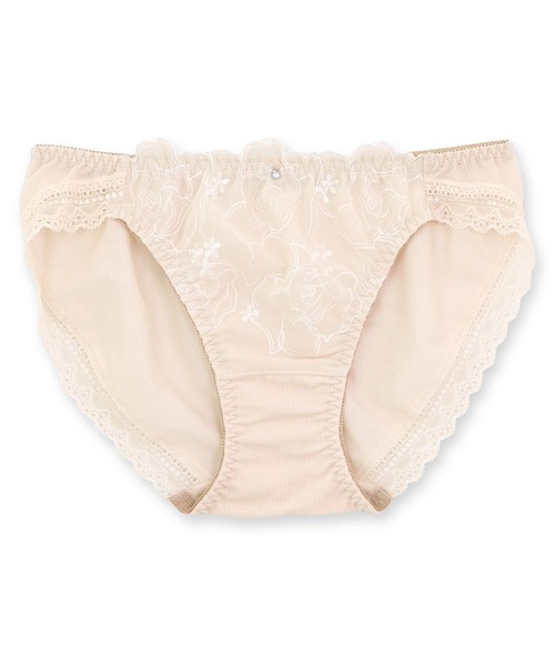 fran de lingerie（フランデランジェリー）の「フェミニンなナチュラルデザイン使いやすいノーマルショーツ 「ナチュラルデイリーノンワイヤーブラ001」（ショーツ・レディース・グレイッシュベージュ/ブラック/グリーン/シルバーグレー/ネイビー/クリーム・M/L）」の3枚目の写真