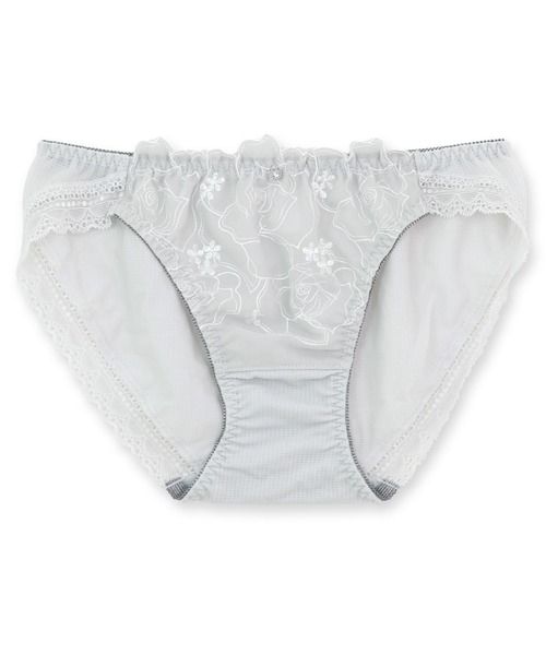 fran de lingerie（フランデランジェリー）の「フェミニンなナチュラルデザイン使いやすいノーマルショーツ 「ナチュラルデイリーノンワイヤーブラ001」（ショーツ・レディース・グレイッシュベージュ/ブラック/グリーン/シルバーグレー/ネイビー/クリーム・M/L）」の2枚目の写真