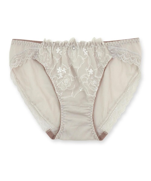 fran de lingerie（フランデランジェリー）の「フェミニンなナチュラルデザイン使いやすいノーマルショーツ 「ナチュラルデイリーノンワイヤーブラ001」（ショーツ・レディース・グレイッシュベージュ/ブラック/グリーン/シルバーグレー/ネイビー/クリーム・M/L）」の8枚目の写真