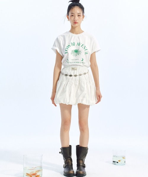 LOWBI（ロウビ）の「LOWBI／バルーンスカート（スカート・レディース・ホワイト/ブラック・FREE）」の4枚目の写真