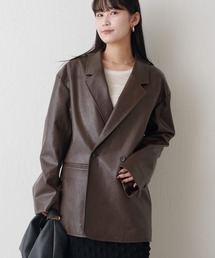 フェイクレザーテーラードジャケット