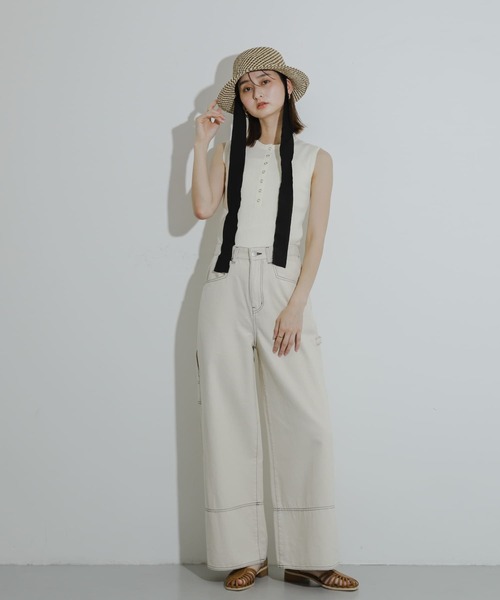 SENSE OF PLACE by URBAN RESEARCH（センスオブプレイスバイアーバンリサーチ）の「2WAYノースリーブセーター（ニット/セーター・レディース・ブラウン/イエロー/ブラック/オフホワイト・ONE）」の8枚目の写真