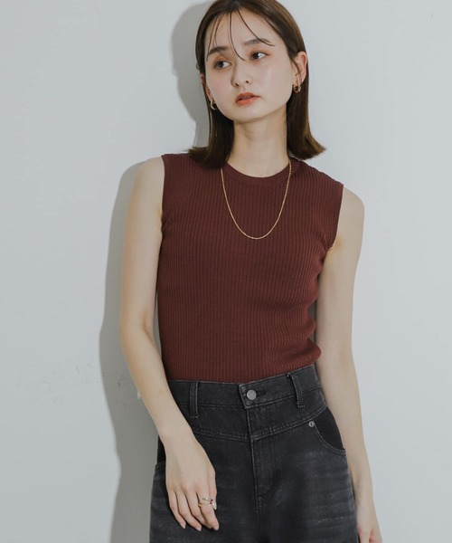 SENSE OF PLACE by URBAN RESEARCH（センスオブプレイスバイアーバンリサーチ）の「2WAYノースリーブセーター（ニット/セーター・レディース・ブラウン/イエロー/ブラック/オフホワイト・ONE）」の11枚目の写真