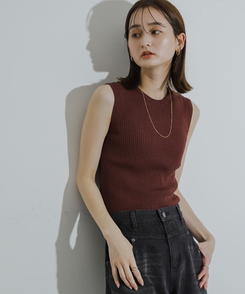 SENSE OF PLACE by URBAN RESEARCH（センスオブプレイスバイアーバンリサーチ）の「2WAYノースリーブセーター（ニット/セーター・レディース・ブラウン/イエロー/ブラック/オフホワイト・ONE）」の12枚目の写真