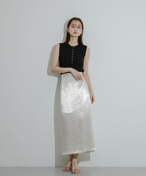 ホワイトノースリーブセーター JILL STUART ニット セーター ガーター編ノースリーブニット