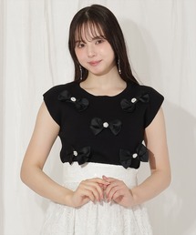 ランダムサテンリボンプルオーバー ノースリーブ トップス 【WILLSELECTION】