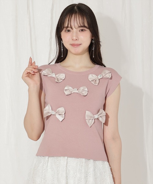 WILLSELECTION（ウィルセレクション）の「ランダムサテンリボンプルオーバー（Tシャツ/カットソー・レディース・オフホワイト/ピンク/ネイビー/ブラック/ブラック×ピンク・FREE）」の10枚目の写真