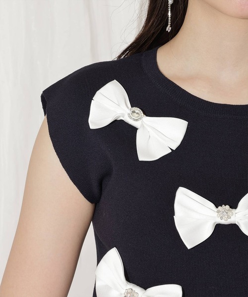 WILLSELECTION（ウィルセレクション）の「ランダムサテンリボンプルオーバー（Tシャツ/カットソー・レディース・オフホワイト/ピンク/ネイビー/ブラック/ブラック×ピンク・FREE）」の12枚目の写真