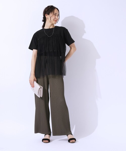 SHOO・LA・RUE（シューラルー）の「【高レビュー/洗える】ゆるリラックス プリーツイージーパンツ（その他パンツ・レディース・ダークグレー/ブラック/キャメル/ライトベージュ/ブルー系その他・02/03/04）」の19枚目の写真