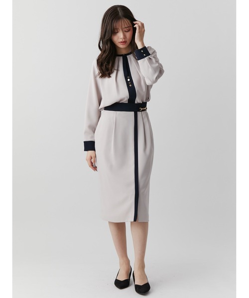 【セール】バイカラービットアシメタイトスカート（スカート）｜TONAL（トーナル）