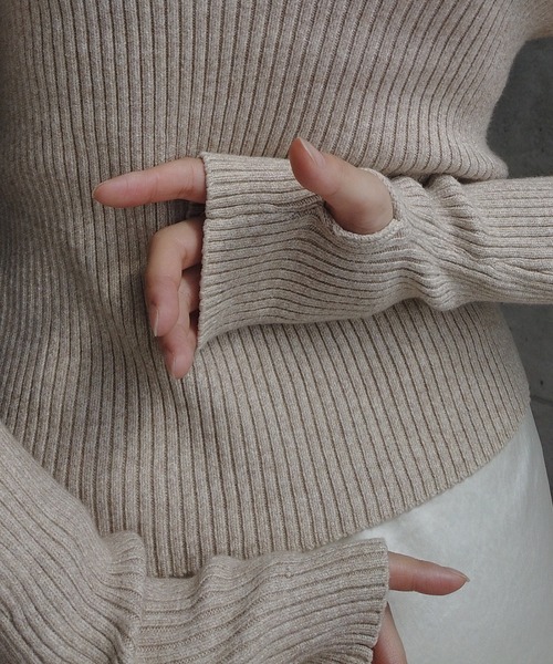 y/m by RIKA（イムバイリカ）の「MIXニットハイネックトップス（ニット/セーター・レディース・ベージュ/チャコールグレー/カーキ・FREE）」の10枚目の写真