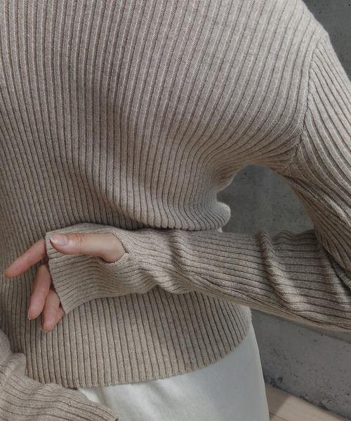 y/m by RIKA（イムバイリカ）の「MIXニットハイネックトップス（ニット/セーター・レディース・ベージュ/チャコールグレー/カーキ・FREE）」の11枚目の写真