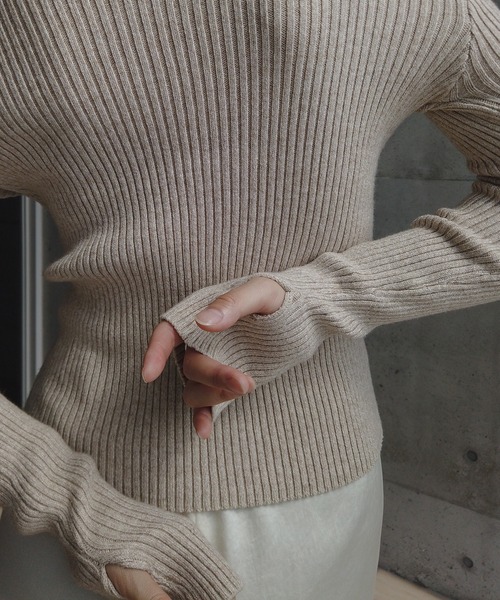 y/m by RIKA（イムバイリカ）の「MIXニットハイネックトップス（ニット/セーター・レディース・ベージュ/チャコールグレー/カーキ・FREE）」の12枚目の写真