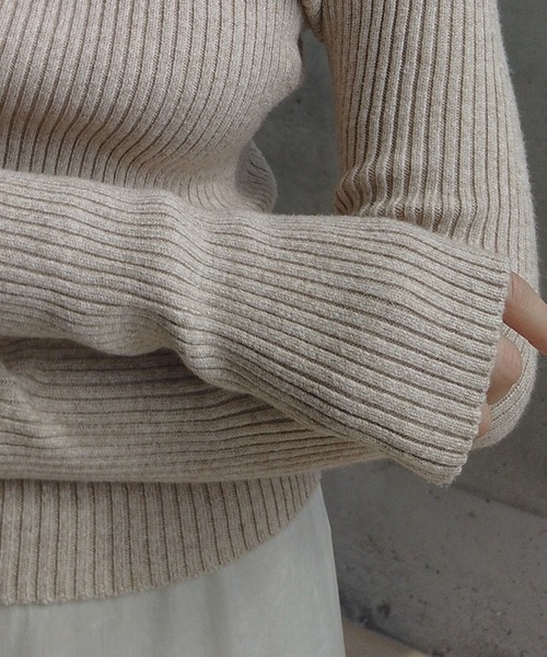 y/m by RIKA（イムバイリカ）の「MIXニットハイネックトップス（ニット/セーター・レディース・ベージュ/チャコールグレー/カーキ・FREE）」の14枚目の写真