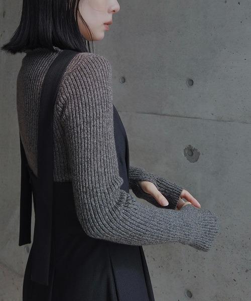 y/m by RIKA（イムバイリカ）の「MIXニットハイネックトップス（ニット/セーター・レディース・ベージュ/チャコールグレー/カーキ・FREE）」の22枚目の写真