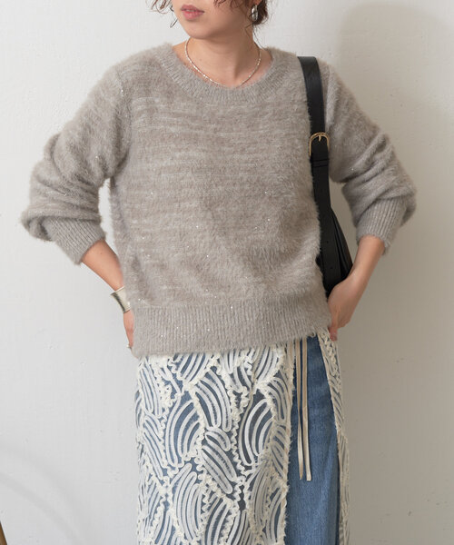 【セール】ラメスパンコールニット（ニット/セーター）｜Jena espace merveilleux（ジェナ エスパスメルヴェイユ）