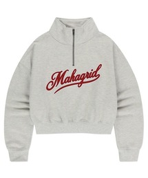 『mahagrid/マハグリッド』 SCRIPT LOGO CROP HALF ZIP UP/スクリプトロゴクロップハーフジップアップ