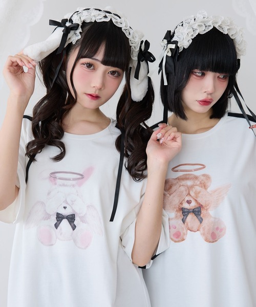 DearMyLove(ディアマイラブ)の「選べるプリントビッグT(Tシャツ/カットソー・レディース・ブラック×レッド/ホワイト系その他2/ホワイト系その他3/ホワイト系その他4/ホワイト系その他5/ブラック系その他2/ブラック×ベージュ/ブラック×ホワイト/ホワイト系その他/ブラック系その他/ホワイト/ブラック・FREE)」の17枚目の写真