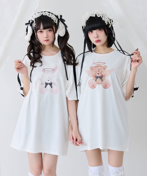 DearMyLove(ディアマイラブ)の「選べるプリントビッグT(Tシャツ/カットソー・レディース・ブラック×レッド/ホワイト系その他2/ホワイト系その他3/ホワイト系その他4/ホワイト系その他5/ブラック系その他2/ブラック×ベージュ/ブラック×ホワイト/ホワイト系その他/ブラック系その他/ホワイト/ブラック・FREE)」の18枚目の写真
