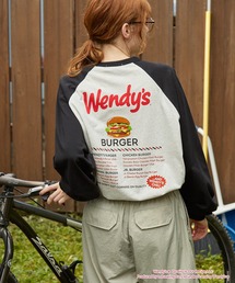 MONO-MART LADY'S（モノマートレディース）の「【Wendy's】別注 ウェンディーズ ヴィンテージプリント ラグランスリーブ長袖Tシャツ（Tシャツ/カットソー）」