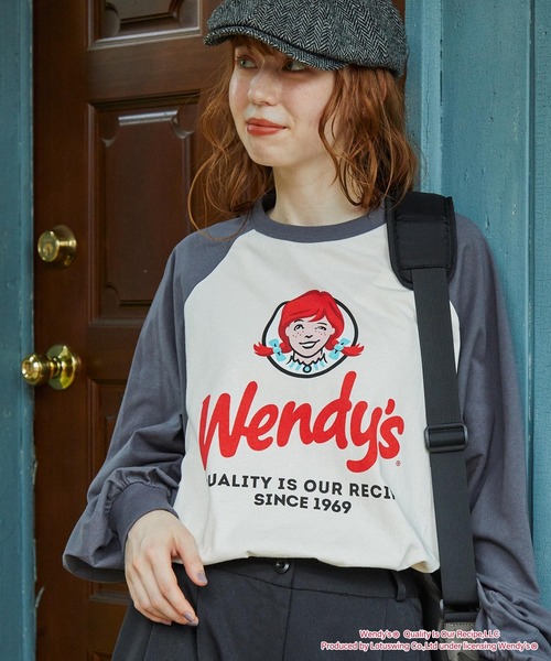 MONO-MART LADY'S(モノマートレディース)の「【Wendy's】別注 ウェンディーズ ヴィンテージプリント ラグランスリーブ長袖Tシャツ(Tシャツ/カットソー・レディース・ブラック系/ブラック系1/グレー系1/ワイン系1/グレー系/ワイン系・FREE)」の3枚目の写真