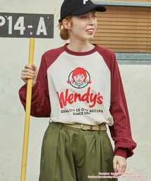 【Wendy's】別注 ウェンディーズ ヴィンテージプリント ラグランスリーブ長袖Tシャツ