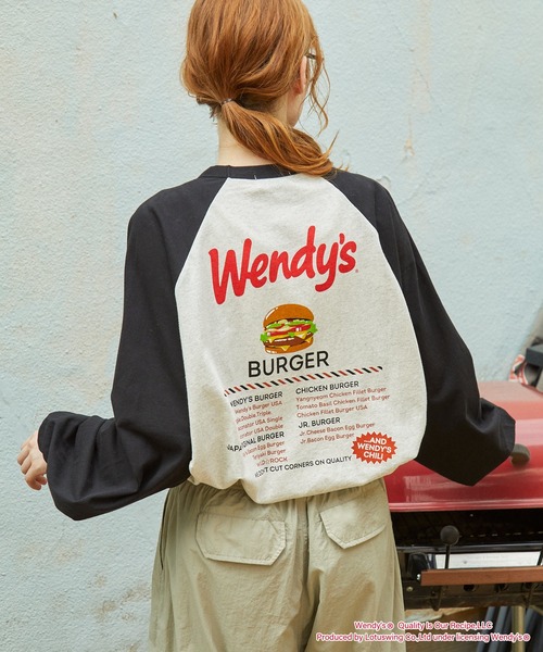 MONO-MART LADY'S(モノマートレディース)の「【Wendy's】別注 ウェンディーズ ヴィンテージプリント ラグランスリーブ長袖Tシャツ(Tシャツ/カットソー・レディース・ブラック系/ブラック系1/グレー系1/ワイン系1/グレー系/ワイン系・FREE)」の7枚目の写真