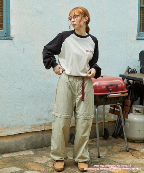 MONO-MART LADY'S(モノマートレディース)の「【Wendy's】別注 ウェンディーズ ヴィンテージプリント ラグランスリーブ長袖Tシャツ(Tシャツ/カットソー・レディース・ブラック系/ブラック系1/グレー系1/ワイン系1/グレー系/ワイン系・FREE)」の9枚目の写真
