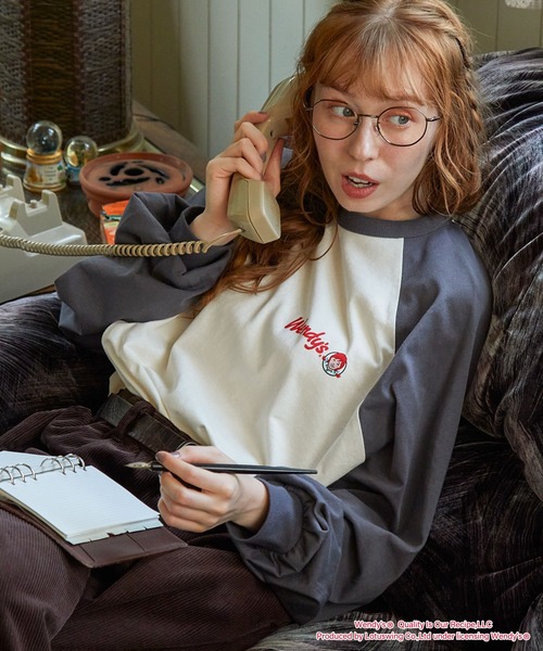 MONO-MART LADY'S(モノマートレディース)の「【Wendy's】別注 ウェンディーズ ヴィンテージプリント ラグランスリーブ長袖Tシャツ(Tシャツ/カットソー・レディース・ブラック系/ブラック系1/グレー系1/ワイン系1/グレー系/ワイン系・FREE)」の12枚目の写真