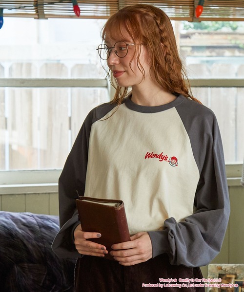 MONO-MART LADY'S(モノマートレディース)の「【Wendy's】別注 ウェンディーズ ヴィンテージプリント ラグランスリーブ長袖Tシャツ(Tシャツ/カットソー・レディース・ブラック系/ブラック系1/グレー系1/ワイン系1/グレー系/ワイン系・FREE)」の14枚目の写真