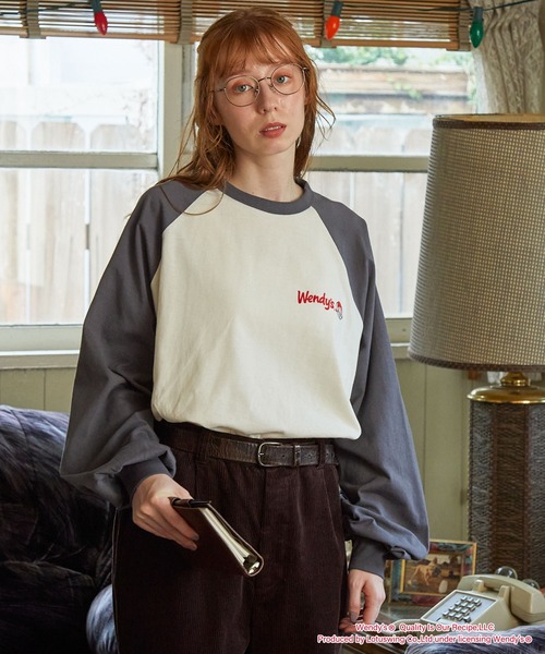MONO-MART LADY'S(モノマートレディース)の「【Wendy's】別注 ウェンディーズ ヴィンテージプリント ラグランスリーブ長袖Tシャツ(Tシャツ/カットソー・レディース・ブラック系/ブラック系1/グレー系1/ワイン系1/グレー系/ワイン系・FREE)」の16枚目の写真