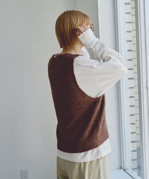 unclip（アンクリップ）の「トグルボタンニットベスト（ベスト・レディース・イエロー/ブラウン・FREE）」の10枚目の写真