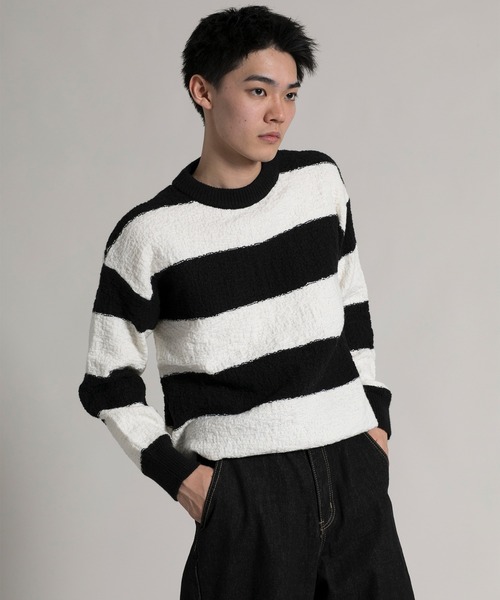 aimoha(アイモハ)の「【aimoha neo】 Bold Stripe Pullover(Tシャツ/カットソー・メンズ・ブラック/チョコ・MEDIUM/LARGE/X-LARGE/XX-LARGE/XXX-LARGE)」の1枚目の写真