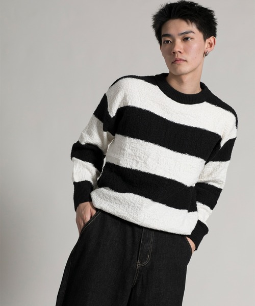 aimoha(アイモハ)の「【aimoha neo】 Bold Stripe Pullover(Tシャツ/カットソー・メンズ・ブラック/チョコ・MEDIUM/LARGE/X-LARGE/XX-LARGE/XXX-LARGE)」の16枚目の写真