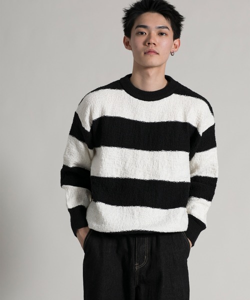 aimoha(アイモハ)の「【aimoha neo】 Bold Stripe Pullover(Tシャツ/カットソー・メンズ・ブラック/チョコ・MEDIUM/LARGE/X-LARGE/XX-LARGE/XXX-LARGE)」の18枚目の写真