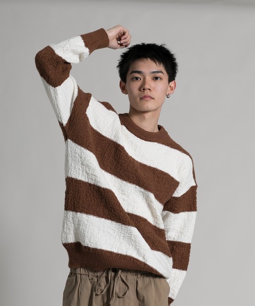 aimoha(アイモハ)の「【aimoha neo】 Bold Stripe Pullover(Tシャツ/カットソー・メンズ・ブラック/チョコ・MEDIUM/LARGE/X-LARGE/XX-LARGE/XXX-LARGE)」の6枚目の写真