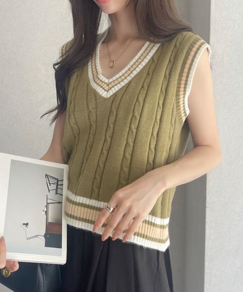 Ada.（エイダ）の「ケーブル編み チルデンニットベスト（ベスト）」 - WEAR