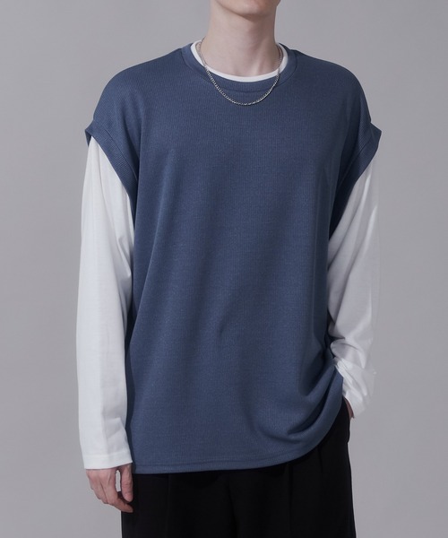 BROWNY（ブラウニー）の「BROWNY/フェイクレイヤードベストT（Tシャツ/カットソー・メンズ・チャコール/ネイビー・LARGE/MEDIUM）」の16枚目の写真