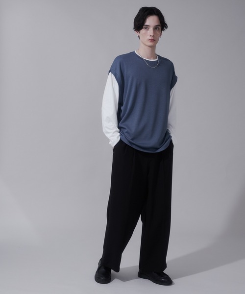 BROWNY（ブラウニー）の「BROWNY/フェイクレイヤードベストT（Tシャツ/カットソー・メンズ・チャコール/ネイビー・LARGE/MEDIUM）」の4枚目の写真