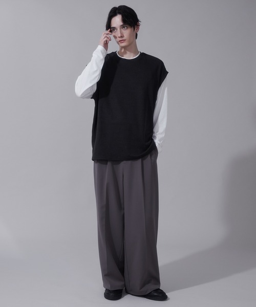 BROWNY（ブラウニー）の「BROWNY/フェイクレイヤードベストT（Tシャツ/カットソー・メンズ・チャコール/ネイビー・LARGE/MEDIUM）」の3枚目の写真